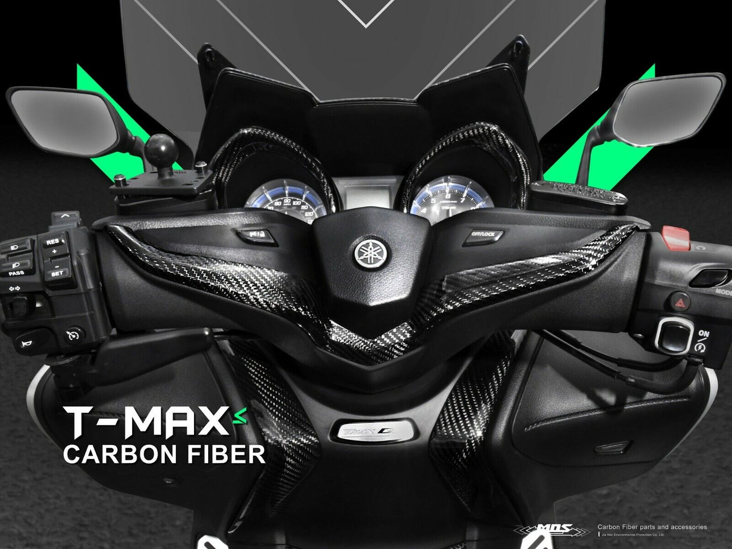 MOS Carbon Fiber Tachometer & Speedometer Covers for Yamaha TMAX 530 560 17-21