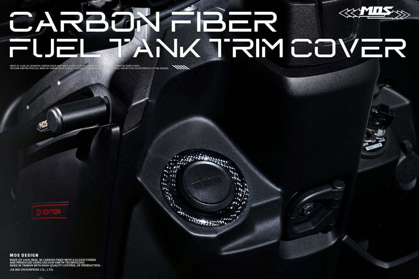 MOS Carbon Fiber Fuel Tank Trim Cover for Yamaha Zuma 125 2022 - 2024