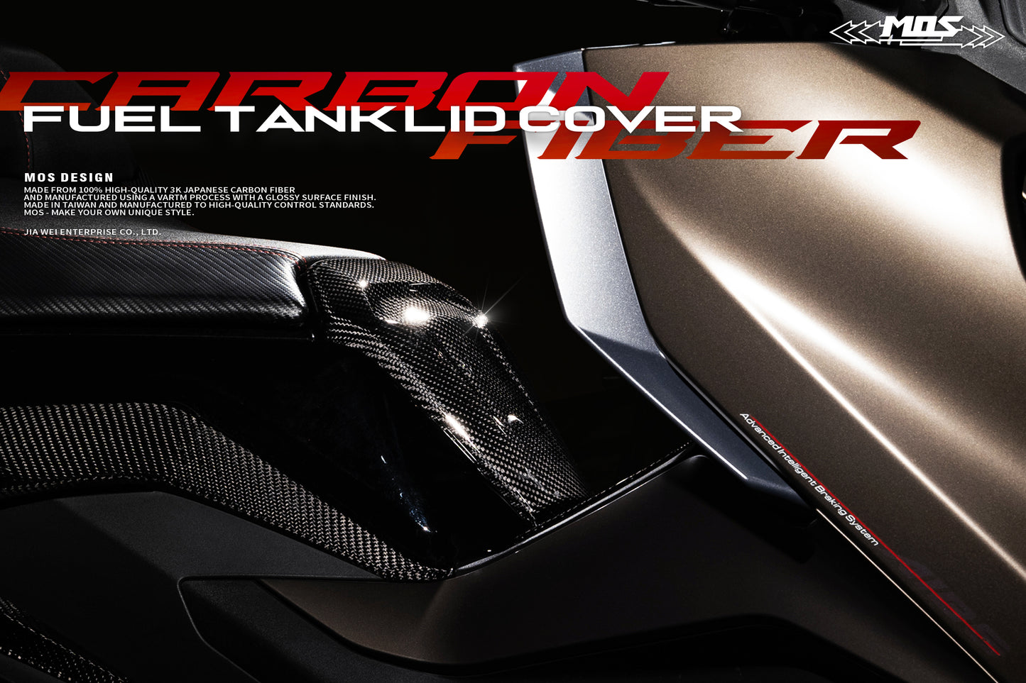 MOS Carbon Fiber Fuel Tank Lid Cover for Kymco AK550 Premium 2022-2025