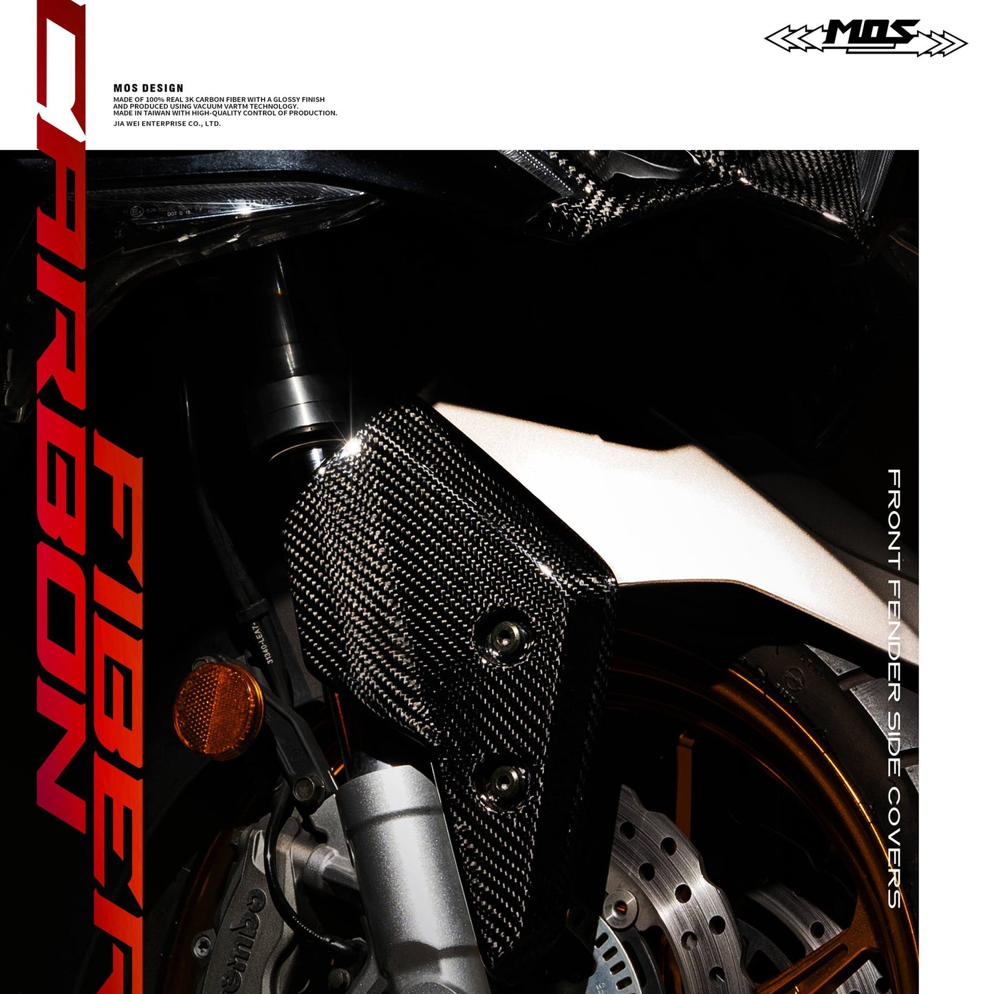 MOS Carbon Fiber Front Fender Side Covers for Kymco AK550 Premium 2022-2025