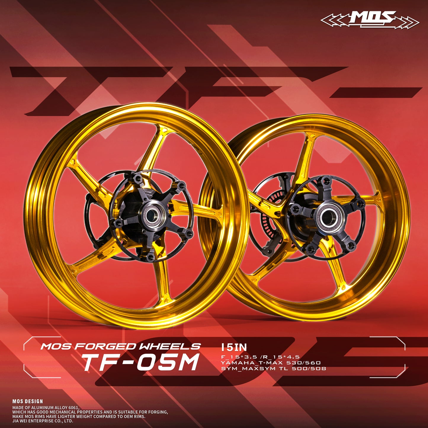 MOS Forged Aluminum Alloy Rims Wheels TF05M for Yamaha TMAX Series