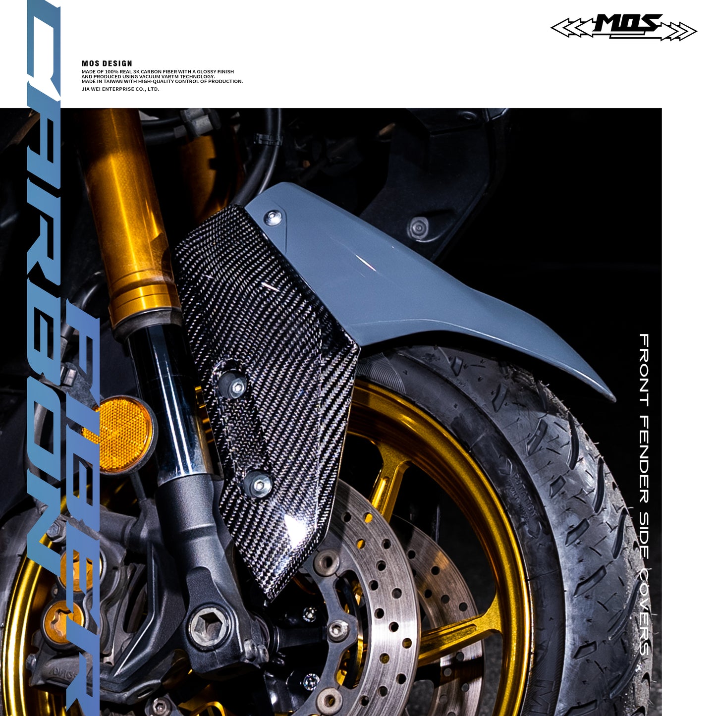 MOS Carbon Fiber Front Fender Side Covers for Yamaha TMAX 560 2022-2025