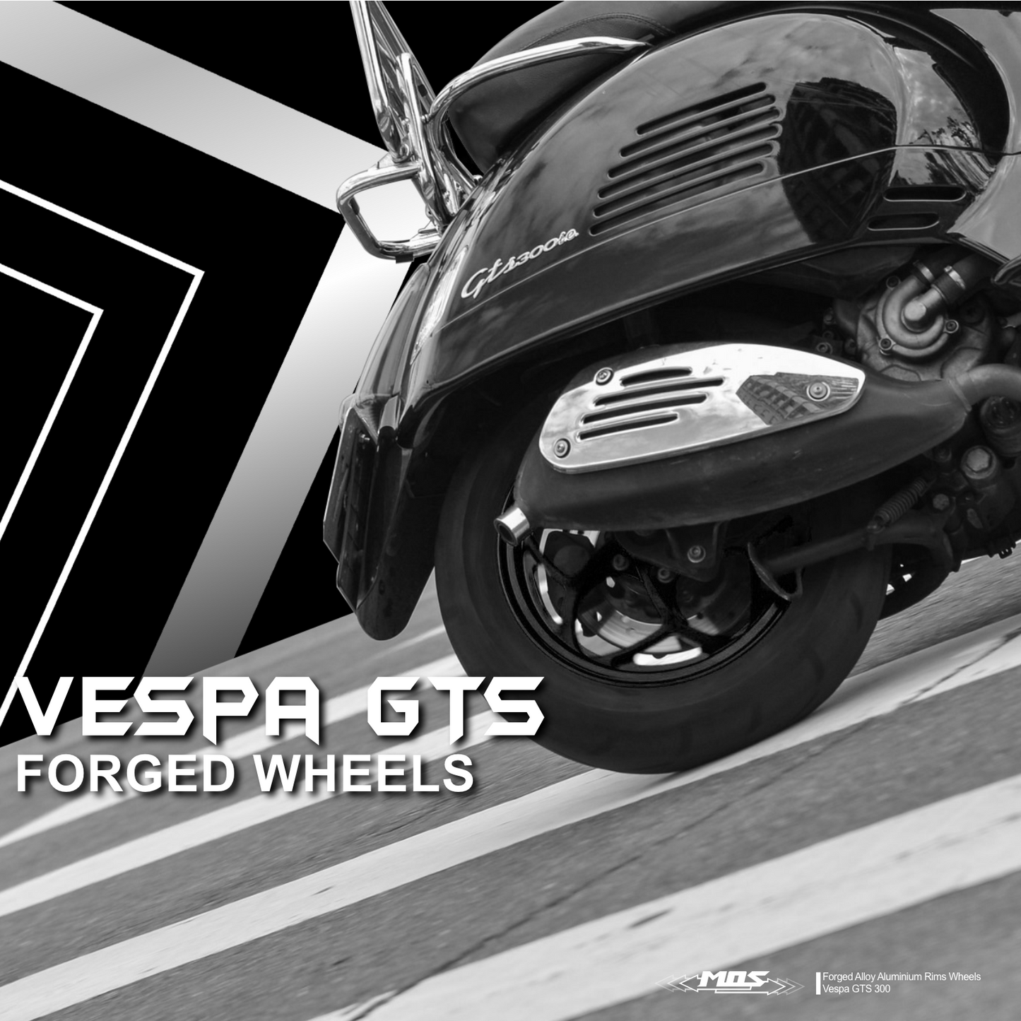 MOS GTS Forged Aluminum Alloy Rims Wheels for Vespa GTS 300 ABS Black