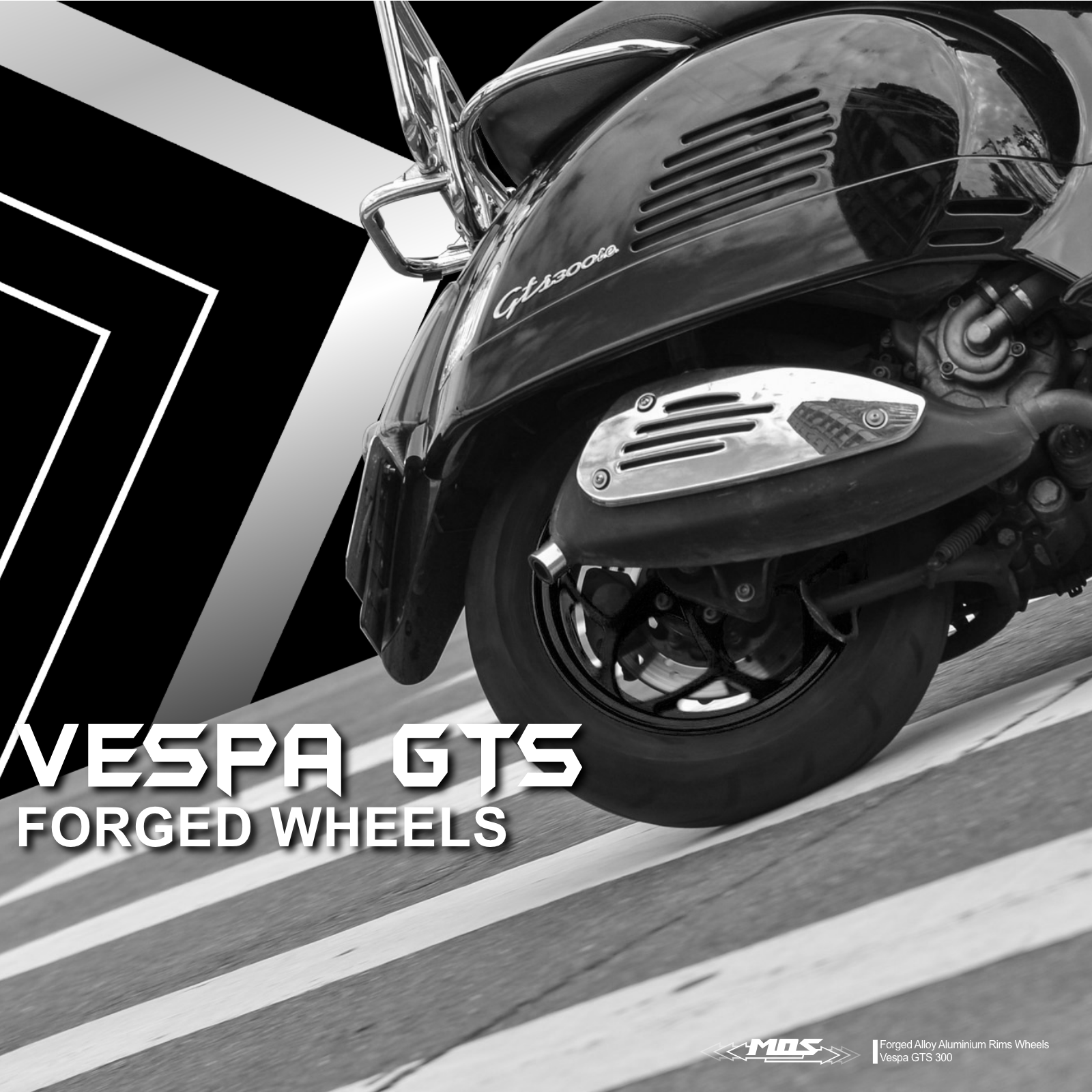 MOS GTS Forged Aluminum Alloy Rims Wheels for Vespa GTS 300 ABS Black