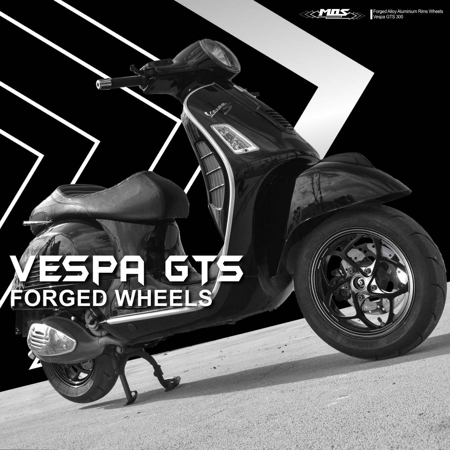 MOS GTS Forged Aluminum Alloy Rims Wheels for Vespa GTS 300 ABS Black