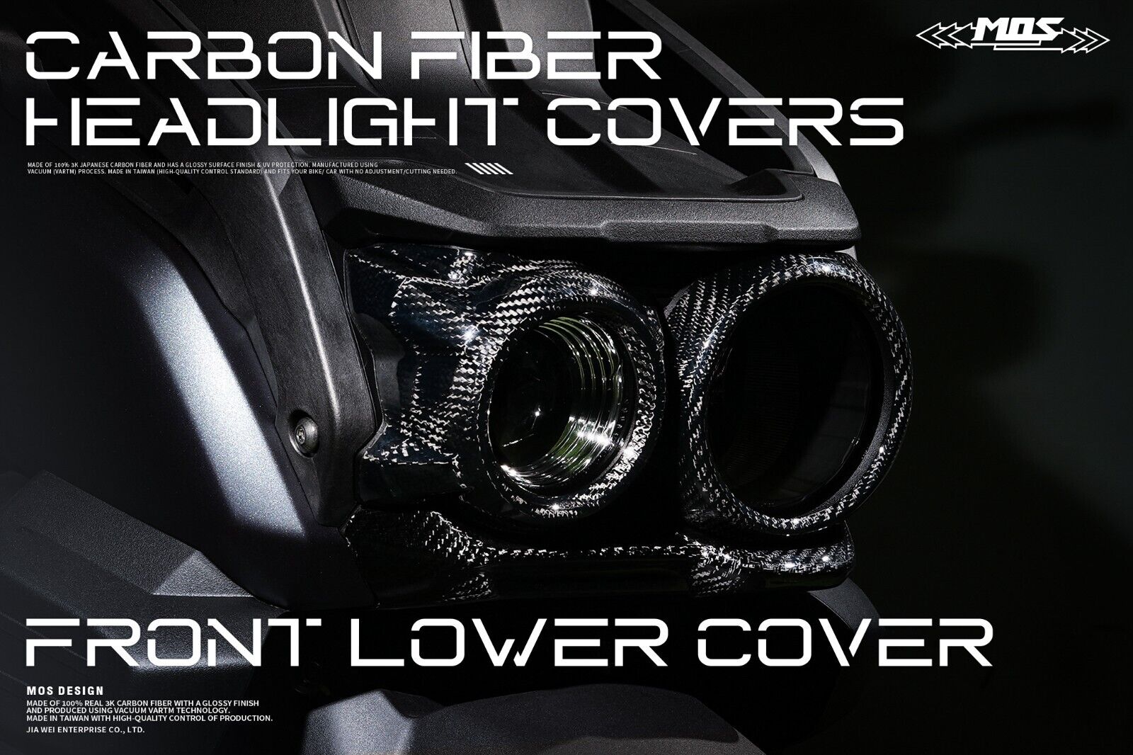 MOS Carbon Fiber Front Headlight Lower Cover for Yamaha Zuma 125  2022 - 2024