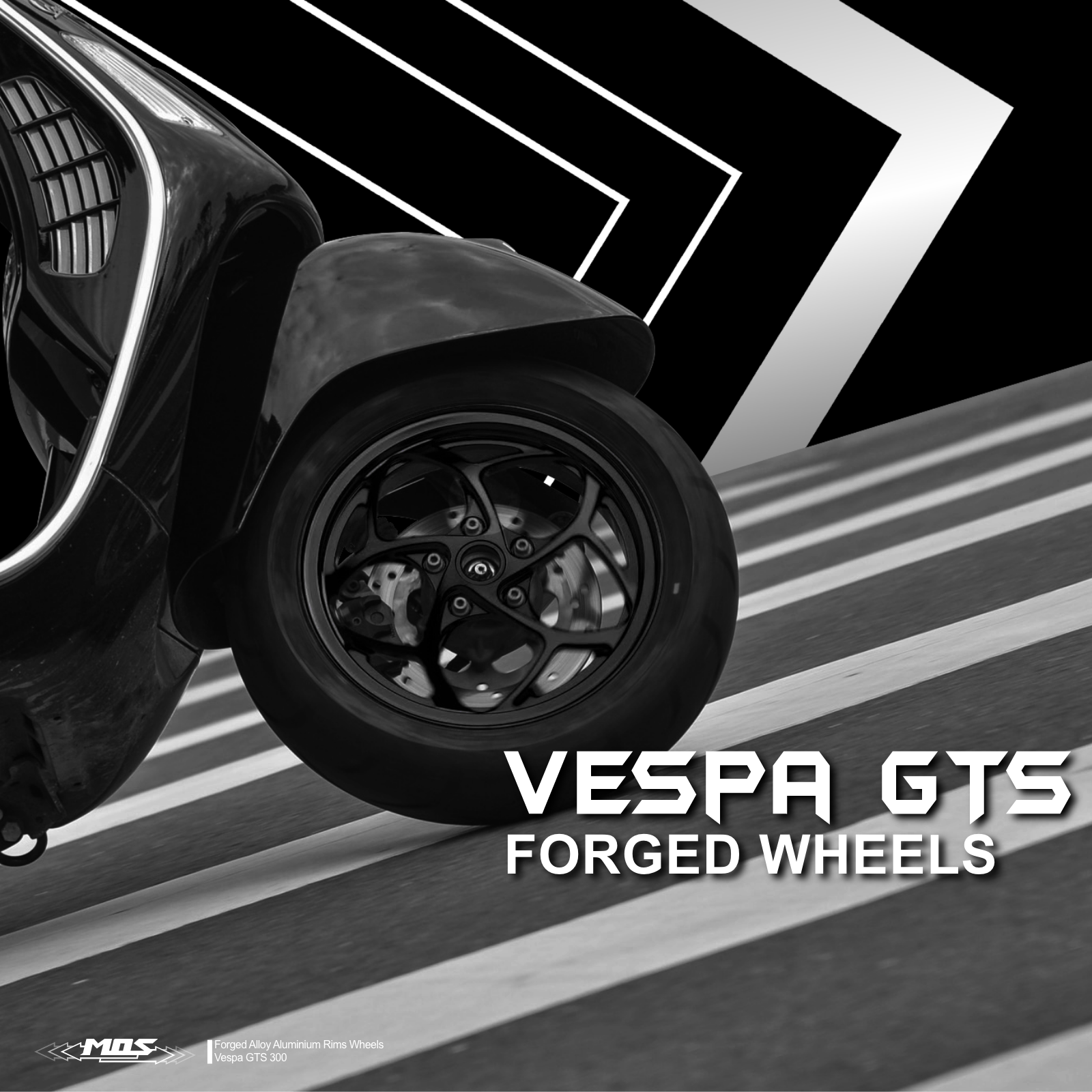 MOS GTS Forged Aluminum Alloy Rims Wheels for Vespa GTS 300 ABS Black