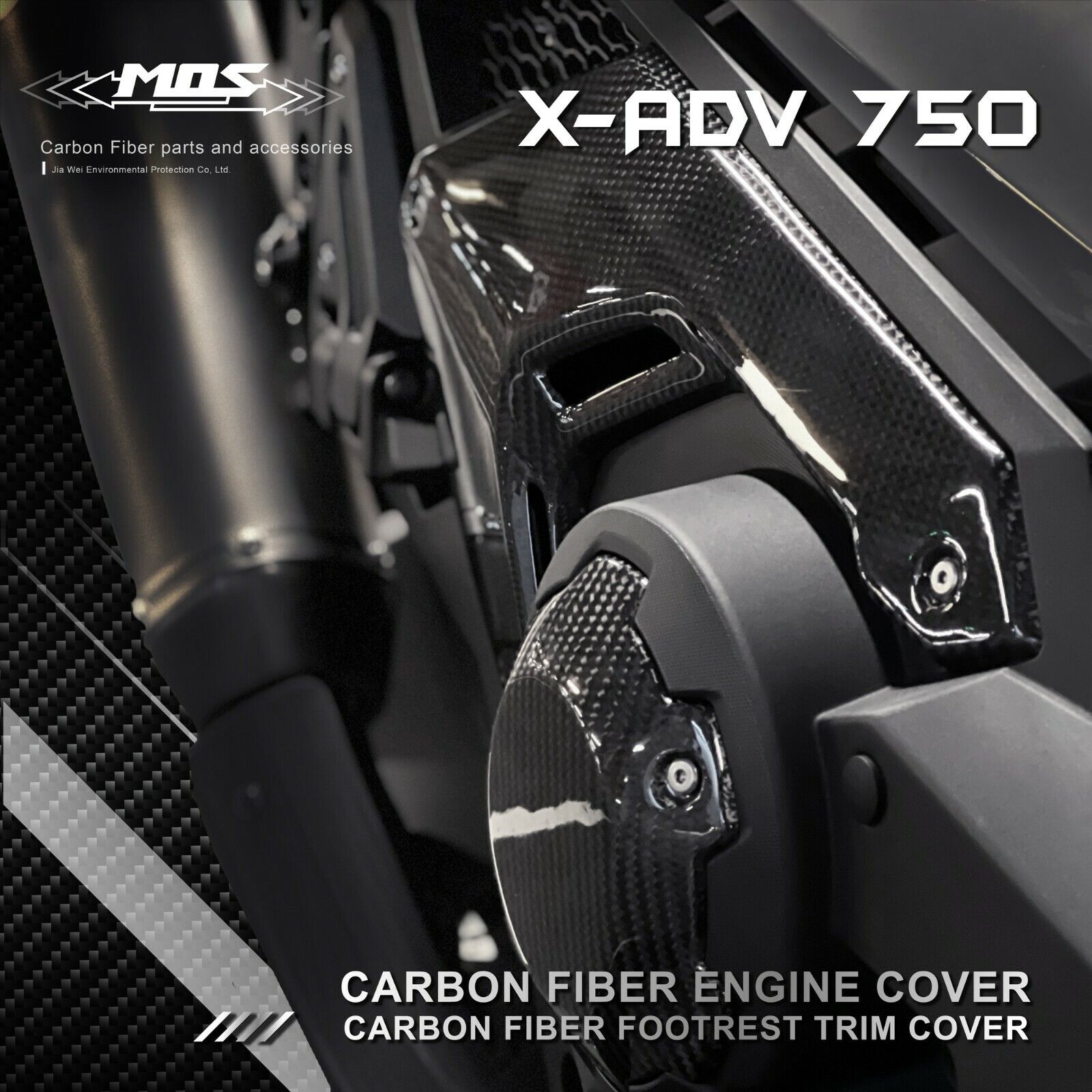 MOS Carbon Fiber Engine Side Covers Set for Honda X-ADV 750 2021-2023