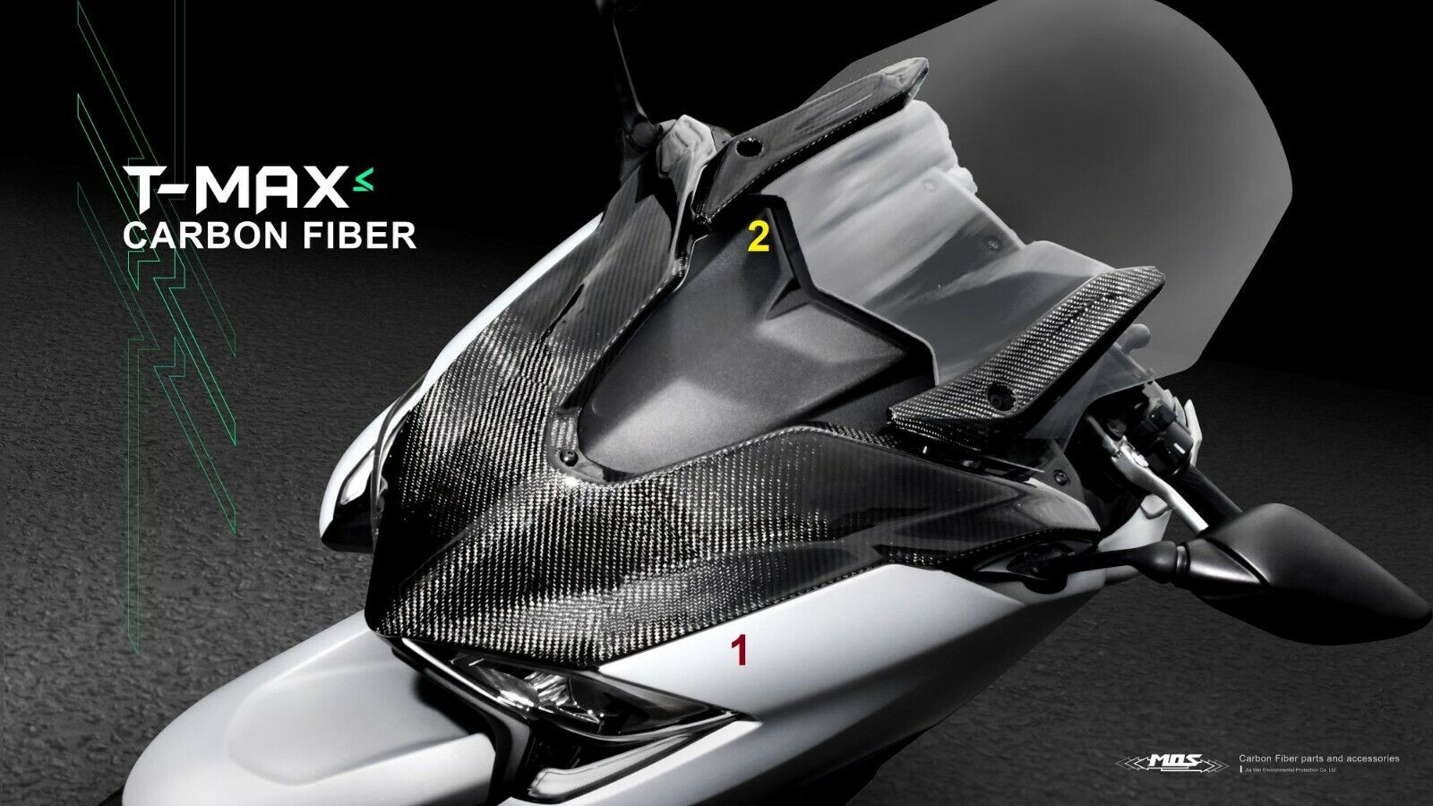 MOS Carbon Fiber Windshield Side Covers for Yamaha TMAX 530 and 560 2017-2021
