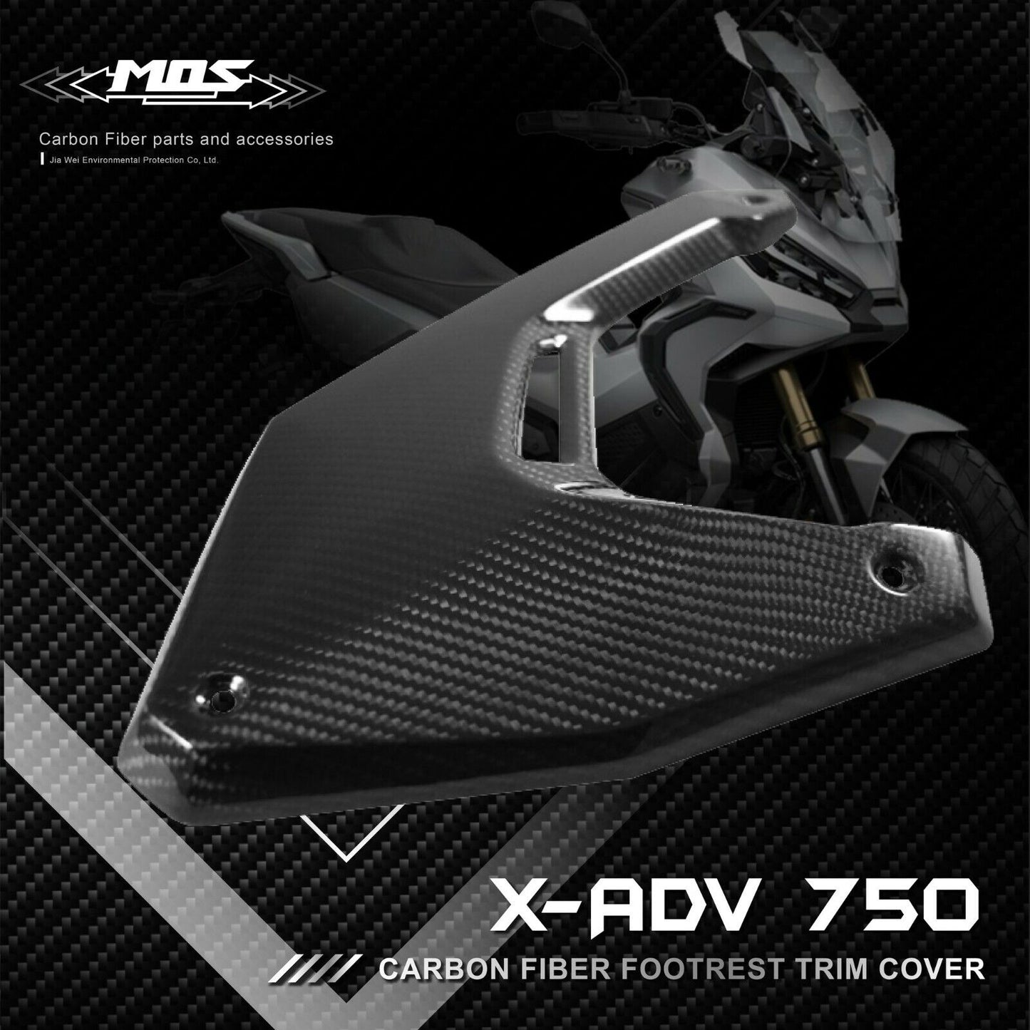 MOS Carbon Fiber Footrest Right Side Cover for Honda X-ADV 750 2021-2023