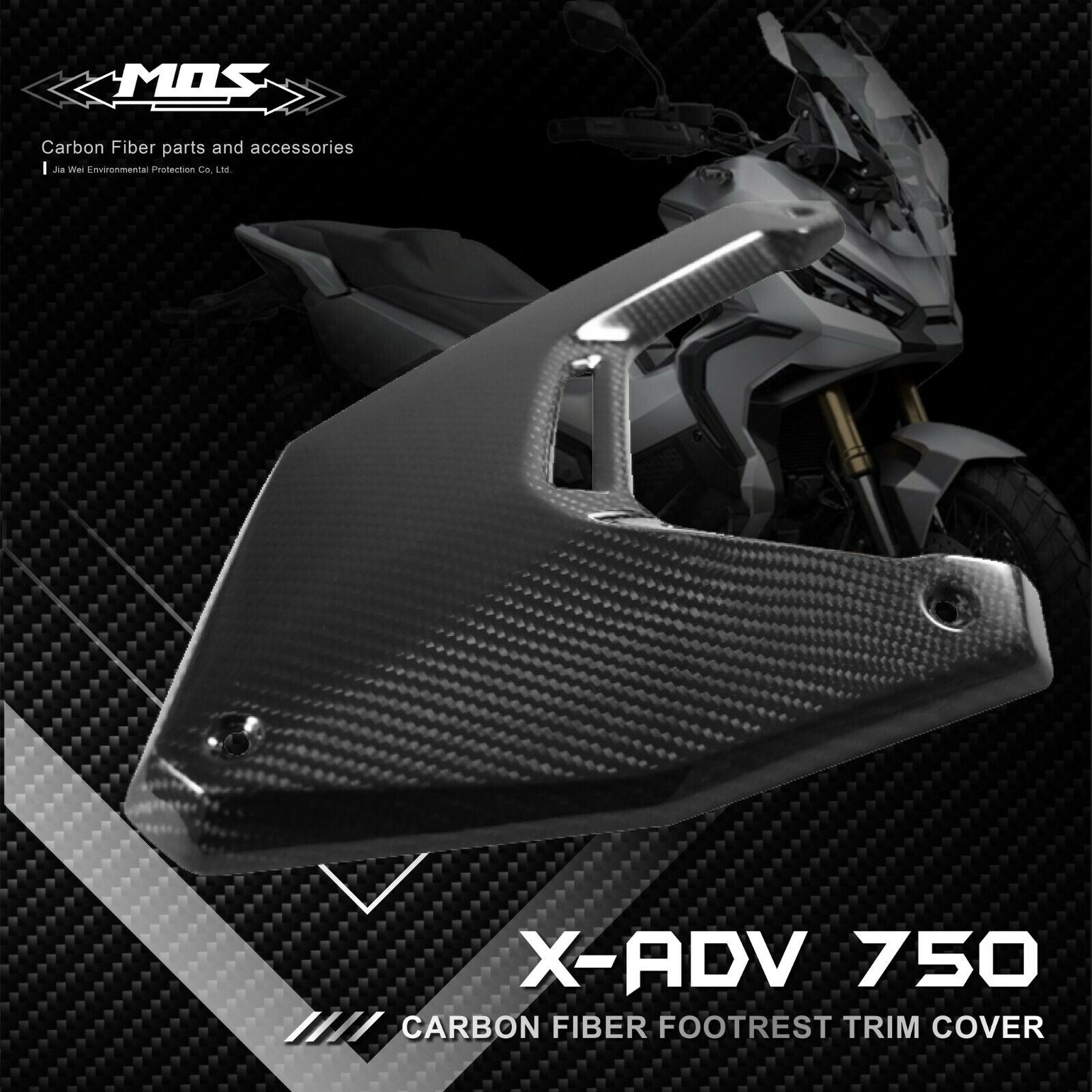 MOS Carbon Fiber Footrest Right Side Cover for Honda X-ADV 750 2021-2023