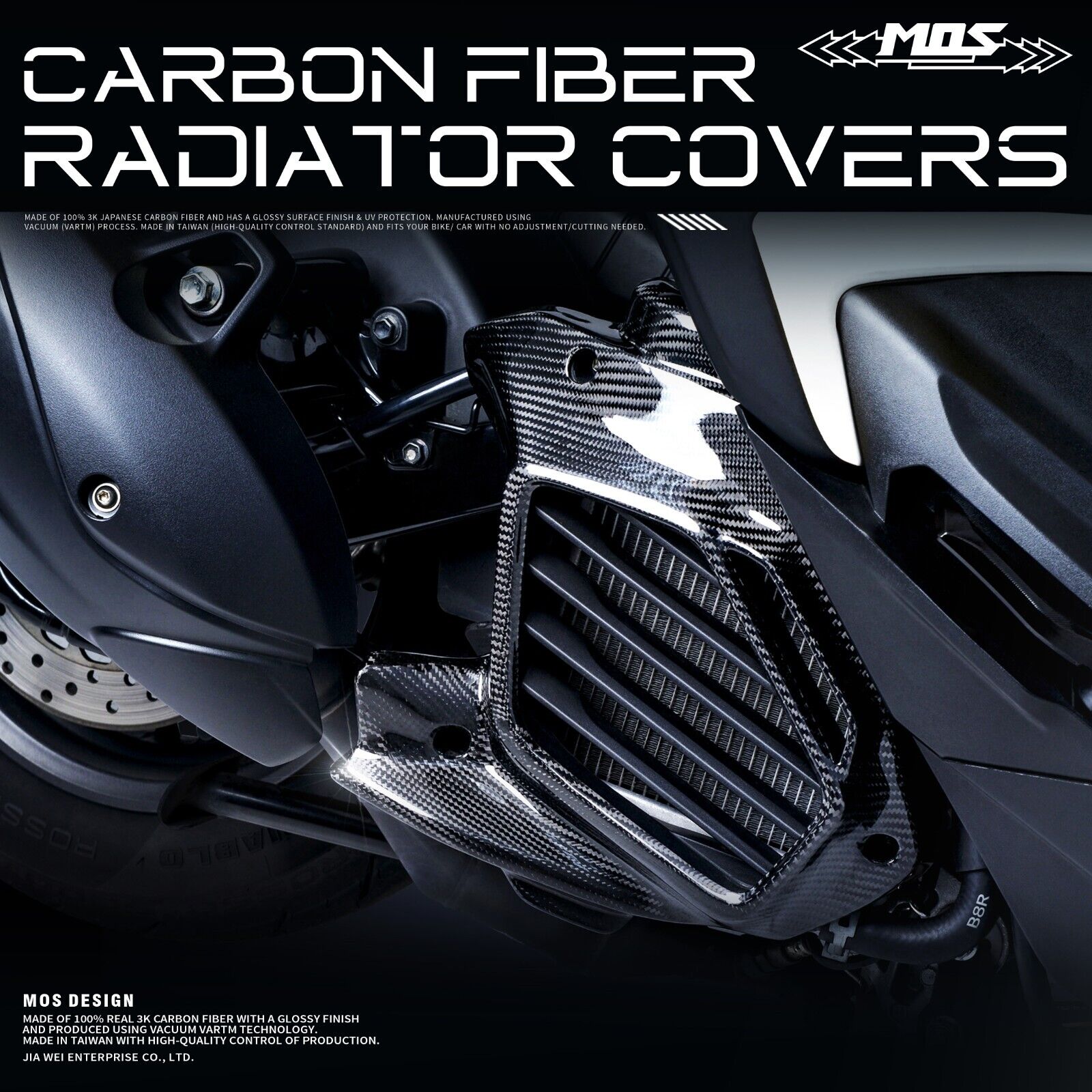 MOS Carbon Fiber Radiator Cover for Yamaha Zuma 125  2022 - 2024