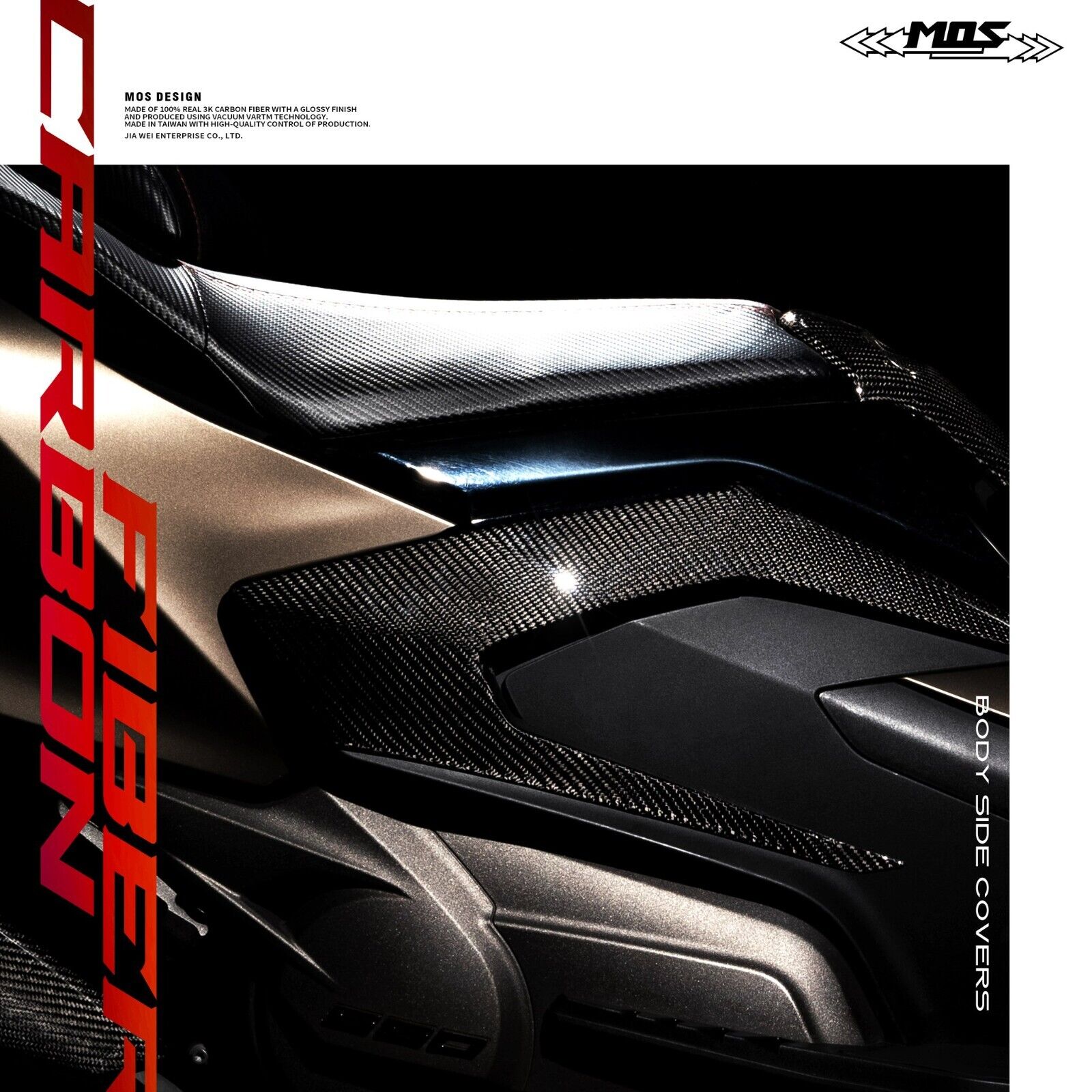 MOS Carbon Fiber Body Side Covers for Kymco AK550 Premium 2022-2024