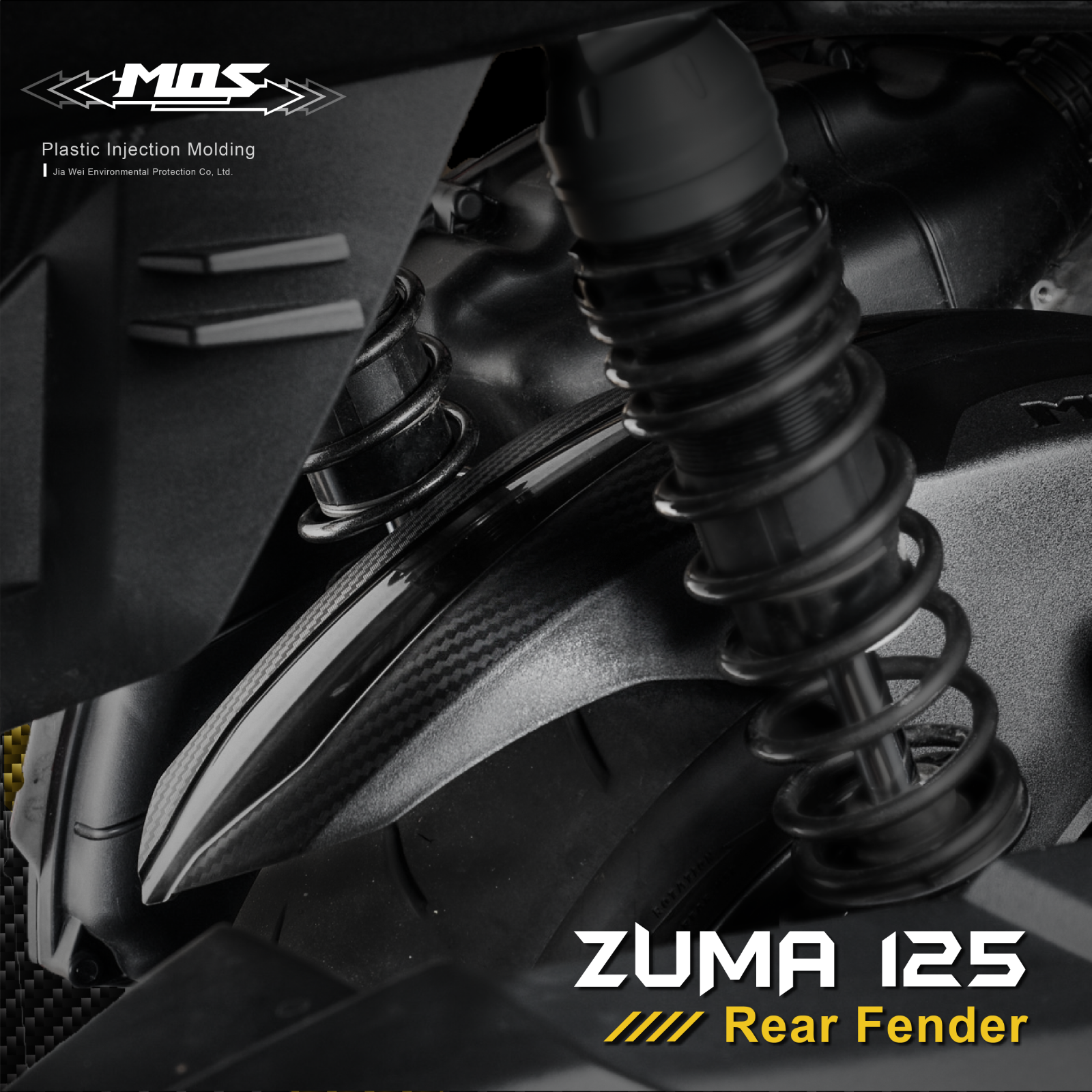 MOS Rear Fender Tire Hugger Mud Guard for Yamaha Zuma 125 2022-2024