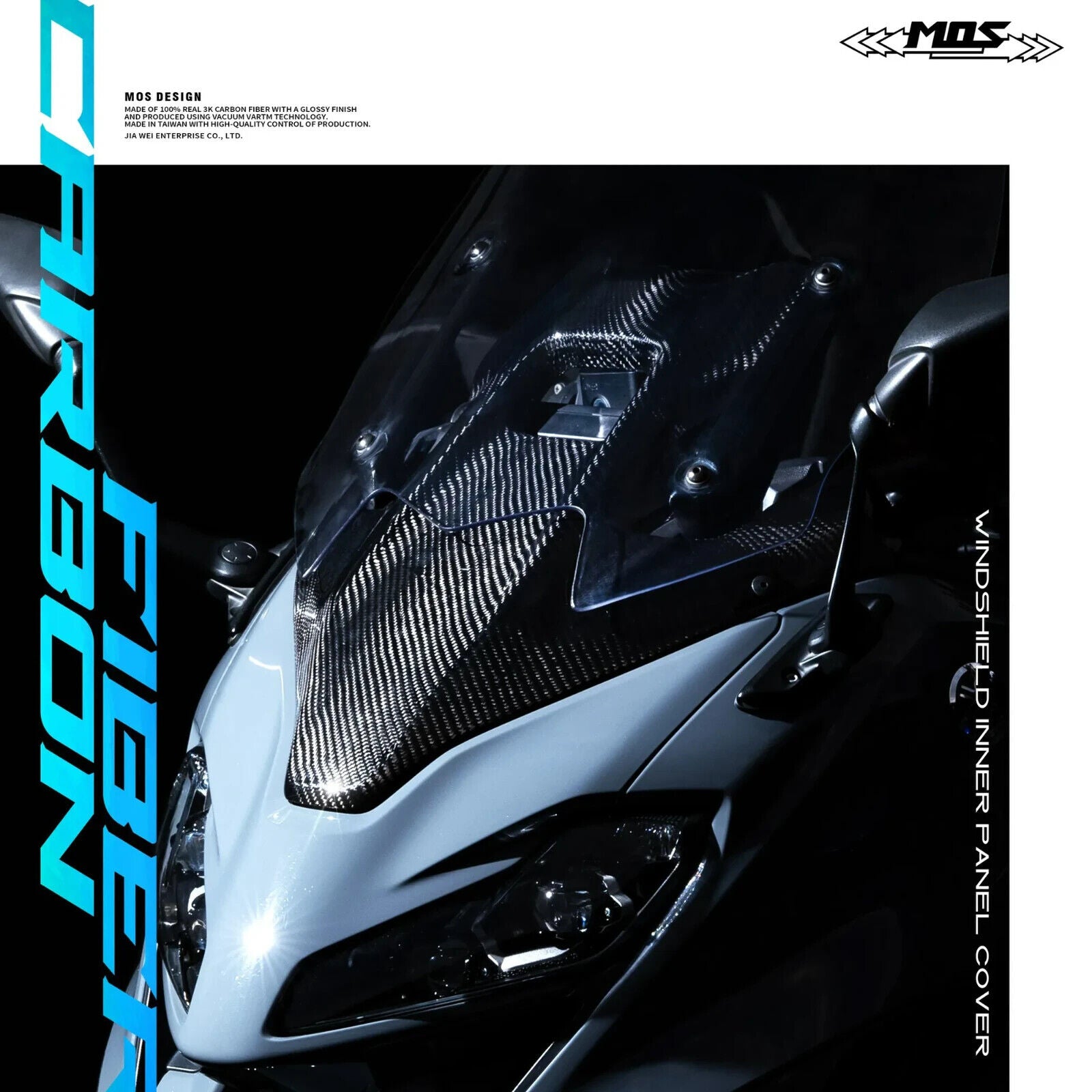 MOS Carbon Fiber Windshield Inner Panel Cover for Yamaha TMAX 560 2022-2023