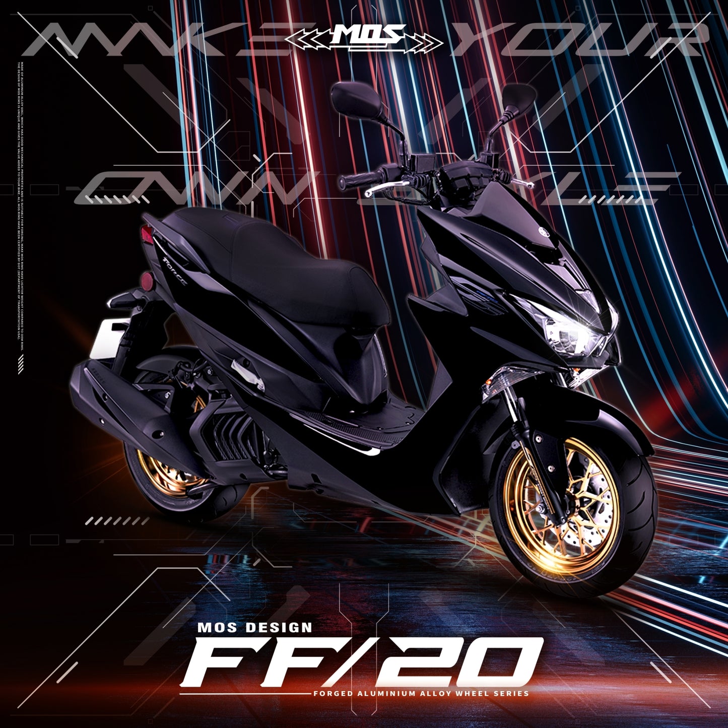 Forged Aluminum Alloy Rims Wheel FF20 for Yamaha SMAX 155 2012-2020