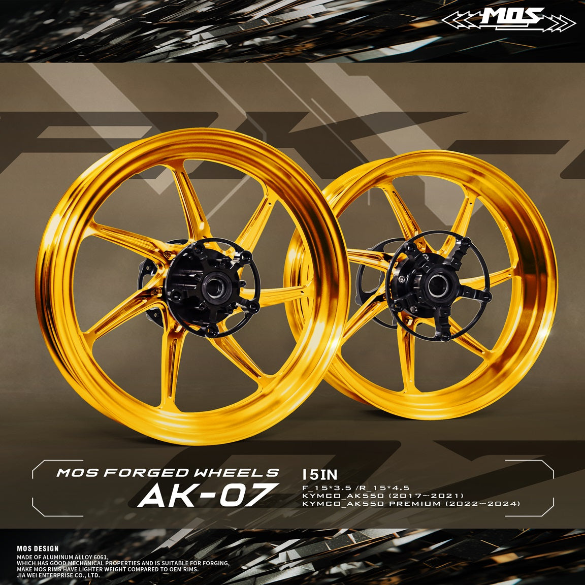 MOS AK07 Forged Aloy Wheel for Kymco AK550 18-25 and AK550 Premium 22 ...