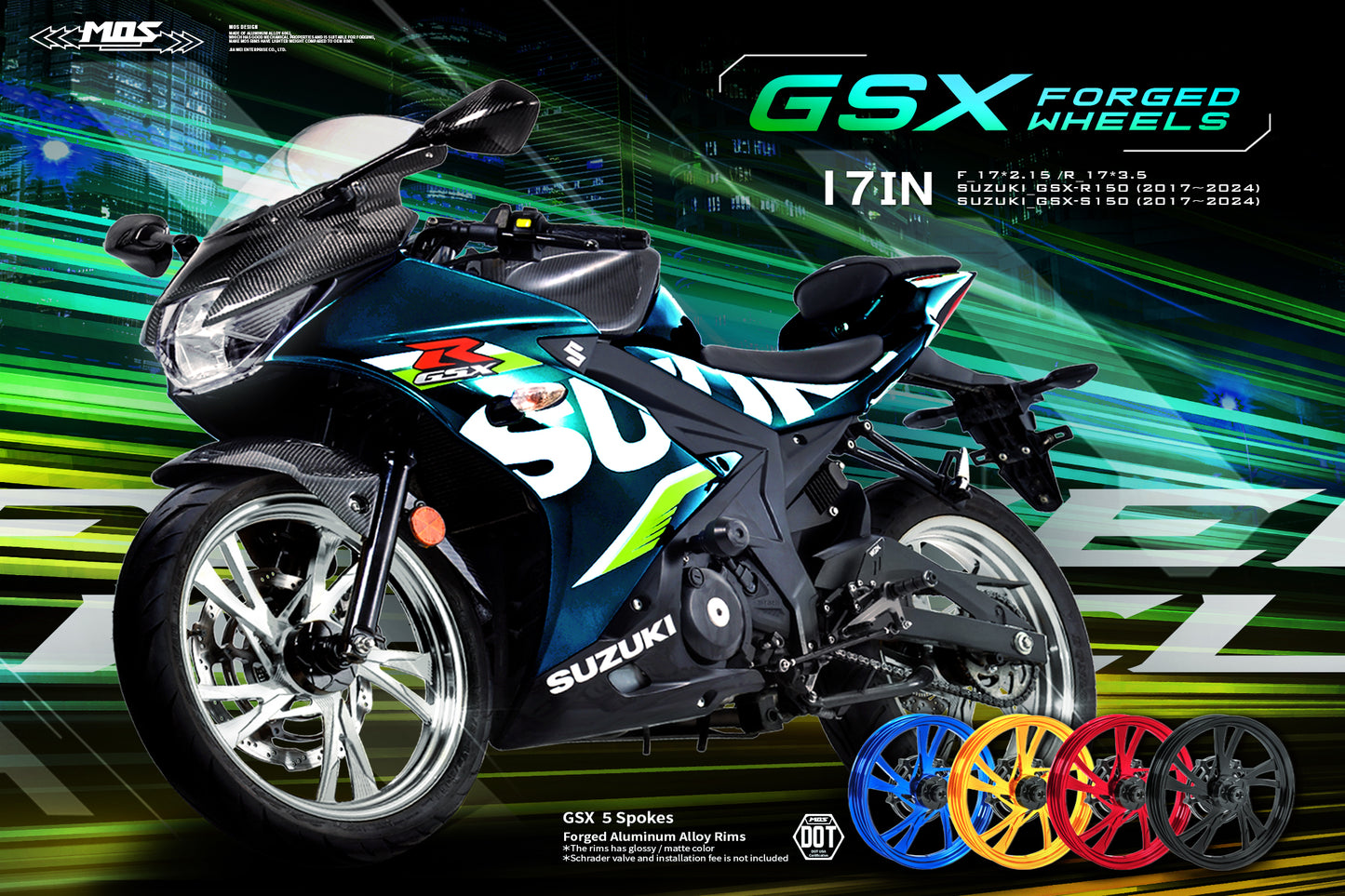 Forged Aluminum Alloy Wheel GSX for Suzuki GSX R125 / R150 and S125 / S150