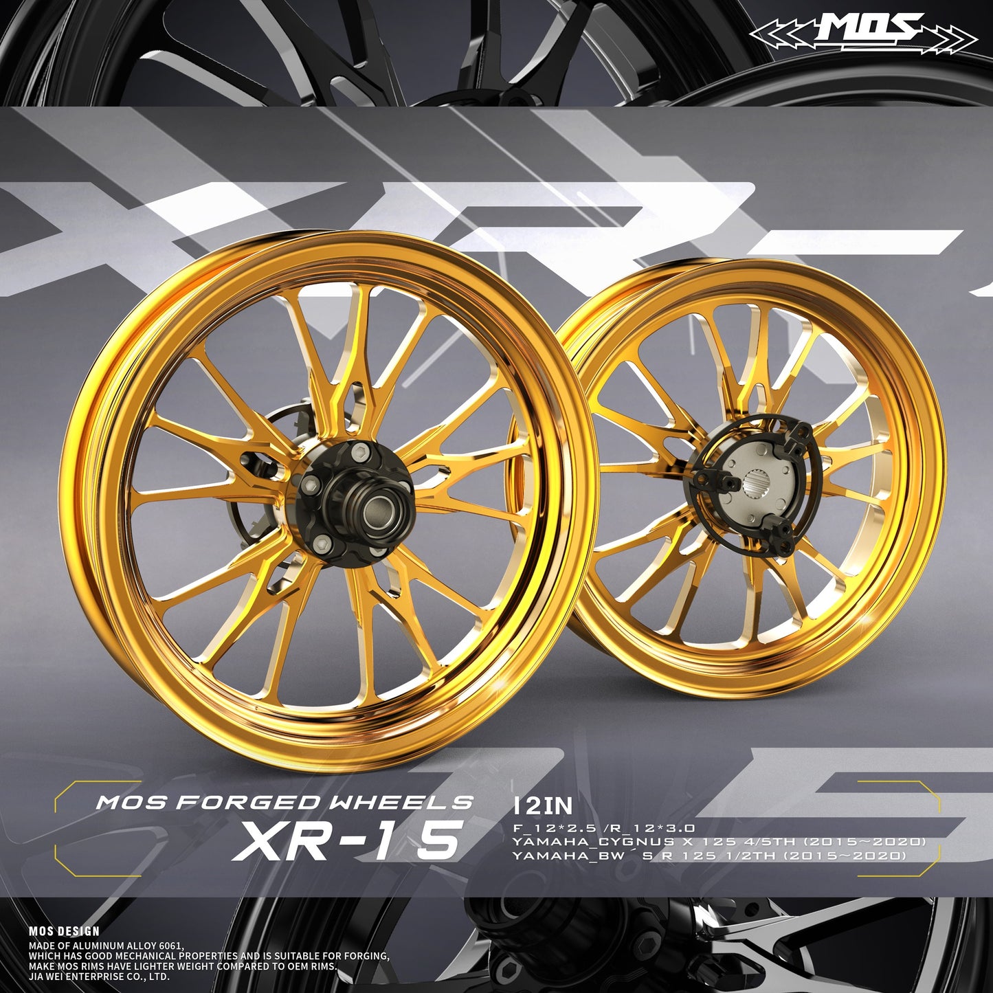 Forged Aluminum Wheel XR15 for Yamaha Zuma 125 2016-2021 / Cygnus X 4th-5th 2015-2020